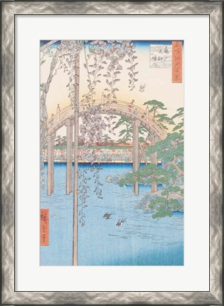 Framed Bridge with Wisteria or Kameido Tenjin Keidai Print