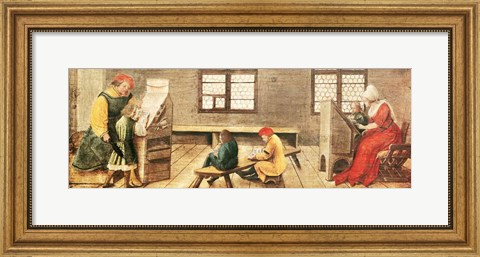 Framed School Teacher is Explaining the Meaning of a Letter to Illiterate Workers 1516 Print