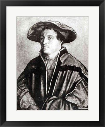 Framed Portrait of a man with a red hat, c.1530 Print
