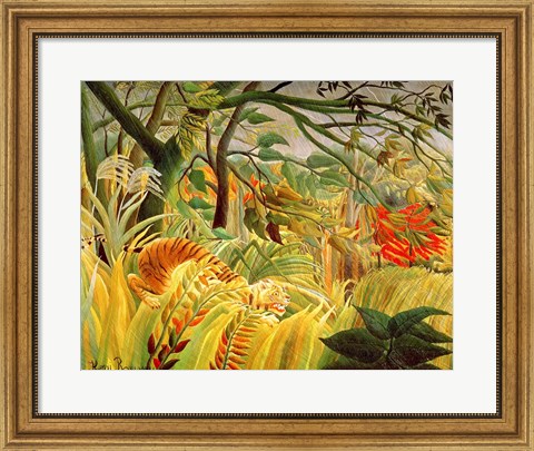 Framed Tiger in a Tropical Storm Print