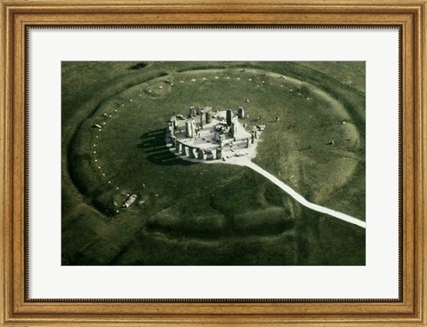 Framed Stonehenge from the air Print