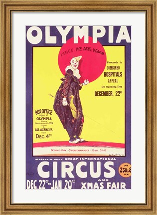 Framed Bertram Mills circus poster, 1922 Print