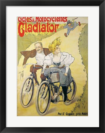 Framed Poster advertising Gladiator bicycles and motorcycles Print