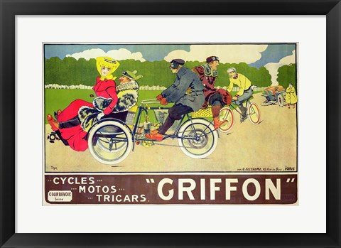 Framed Poster advertising &#39;Griffon Cycles, Motos &amp; Tricars&#39; Print
