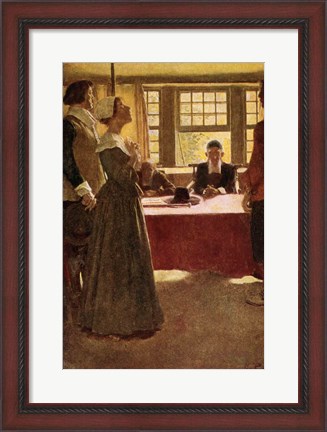Framed Mary Dyer Brought Before Governor Endicott Print