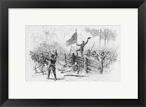 Framed Capture of a part of the burning union breastworks on the Brock Road on the afternoon of May 6th Print