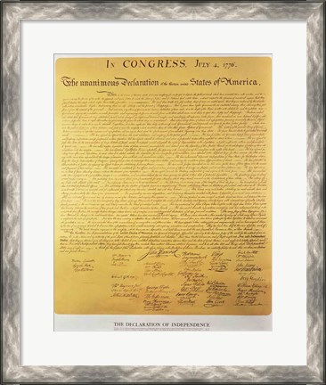 Framed Declaration of Independence of the 13 United States of America of 1776 Print
