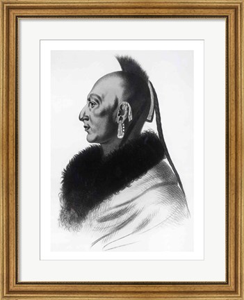Framed Le Soldat du Chene, an Osage Chief Print