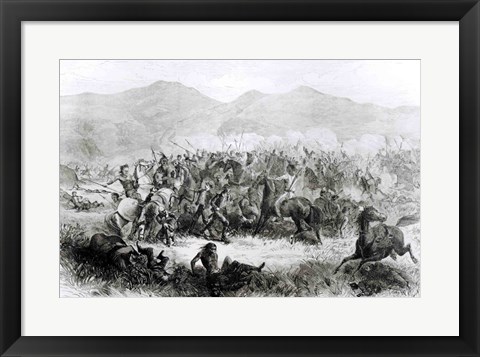 Framed Indian Battle and Massacre near Fort Philip Kearney Print