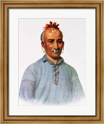 Framed Kish-Kal-Wa, a Shawnee Chief Print