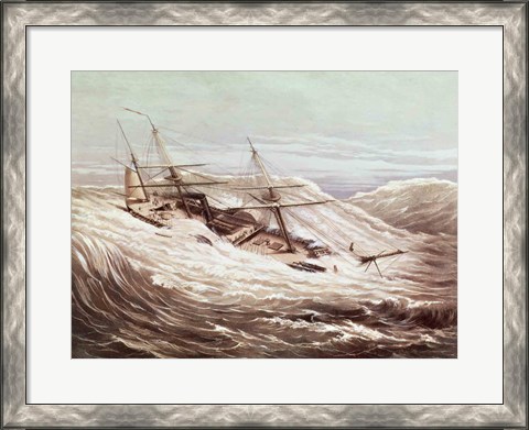 Framed Mississippi Steam Frigate in a Typhoon Print