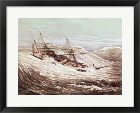 Framed Mississippi Steam Frigate in a Typhoon Print