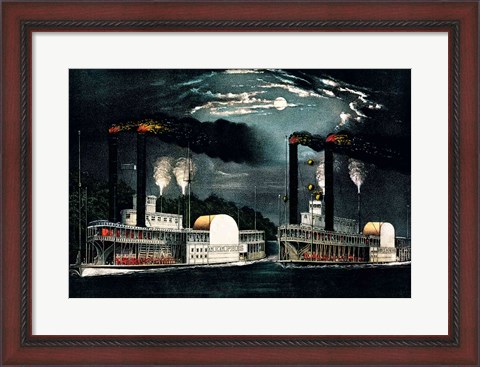 Framed Midnight Race on the Mississippi Print