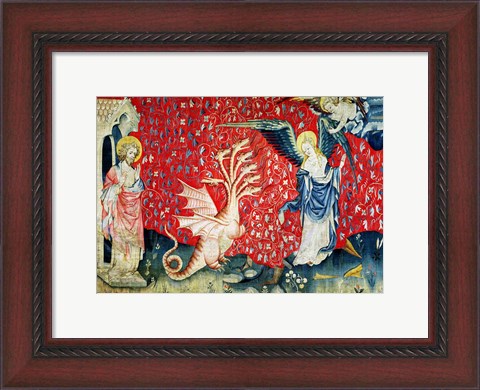 Framed Woman Receiving Wings to Flee the Dragon Print