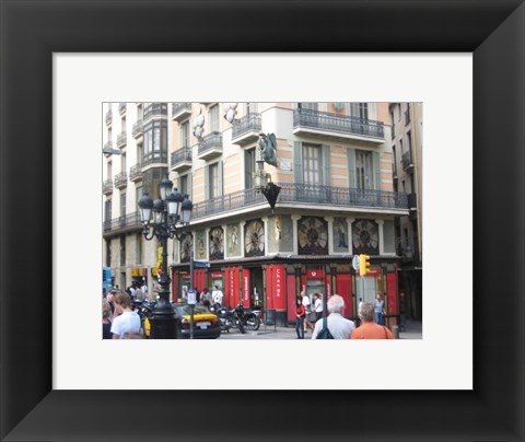 Framed Barcelona Busy Street Print