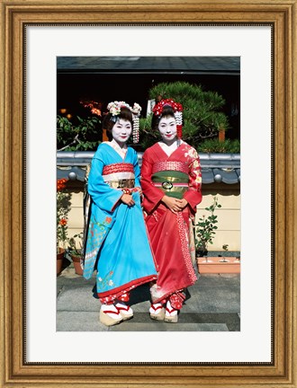 Framed Portrait of two geishas Print