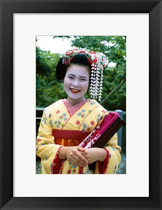 Framed Smiling Japense Geisha Print