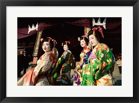 Framed Group of geishas, Kyoto, Honshu, Japan Print