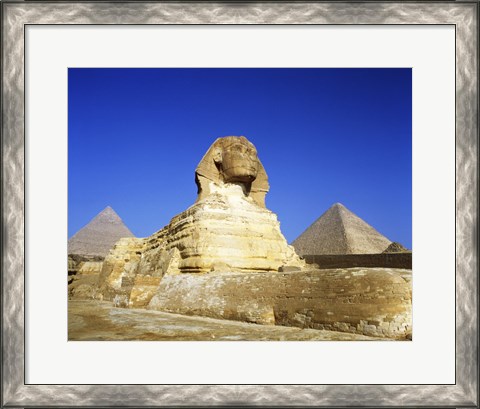 Framed Great Sphinx and pyramids, Giza, Egypt Print