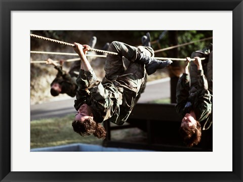 Framed U.S. Air Force Trainees on Obstacle Course photography Print