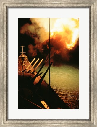 Framed Mark-7 Guns fired from the USS Missouri Print