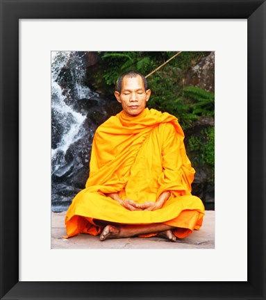 Framed Abbot of Watkungtaphao in Phu Soidao Waterfall Print