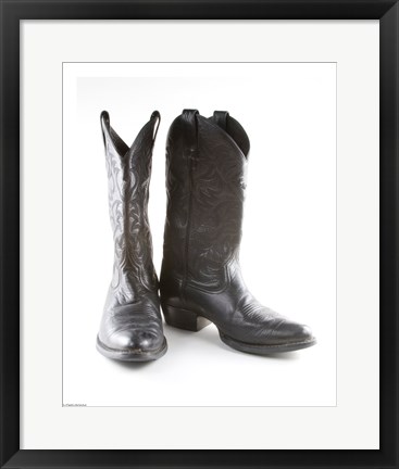Framed Black Cowboy Boots Print