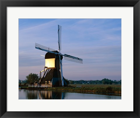 Framed Windmill, Kinderdijk, Netherlands Print