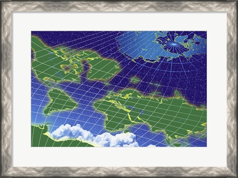 Framed Close-up of a world map Print