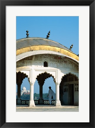 Framed Taj Mahal seen through arches at Agra Fort, Agra, Uttar Pradesh, India Print