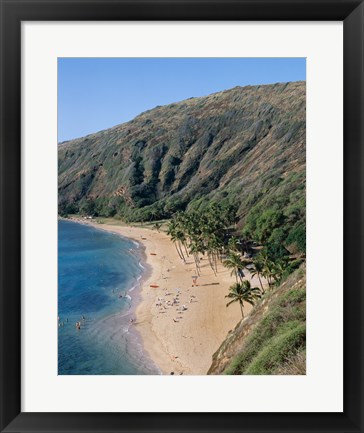 Framed High angle view of a bay, Hanauma Bay, Oahu, Hawaii, USA Print