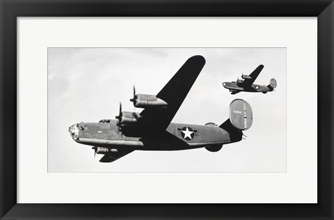 Framed Low angle view of two bomber planes in flight, B-24 Liberator Print