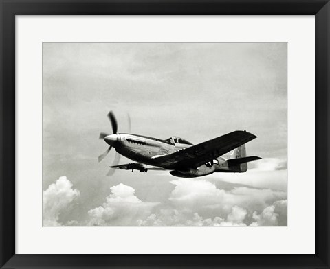 Framed Low angle view of a military airplane in flight, F-51 Mustang Print