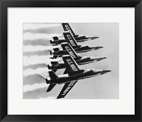 Framed Four fighter planes flying in a formation, Blue Angels, US Navy Precision Flight Team Print