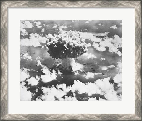 Framed High angle view of an atomic bomb explosion, Bikini Atoll, Marshall Islands, July 25, 1946 Print