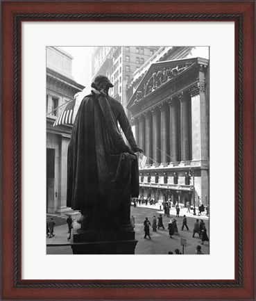 Framed George Washington Statue, New York Stock Exchange, Wall Street, Manhattan, New York City, USA Print