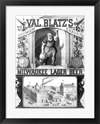 Framed Val Blatt&#39;s Lager Beer Print