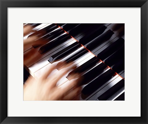 Framed Close-up of a person&#39;s hands playing a piano Print