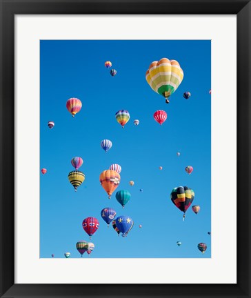 Framed Hot Air Balloons Flying in a Group Print