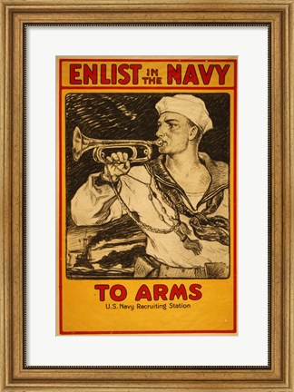 Framed Enlist in the Navy Print