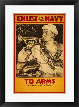 Framed Enlist in the Navy Print
