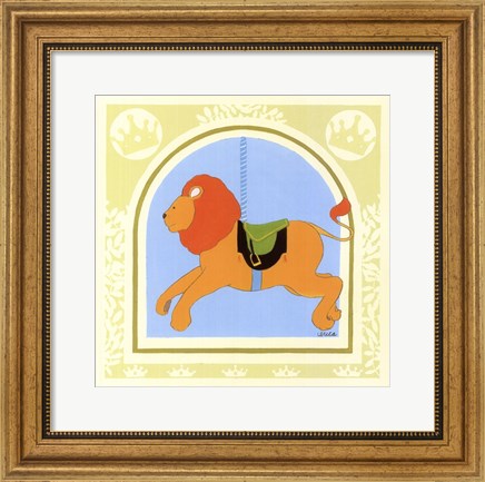 Framed Lion Carousel Print