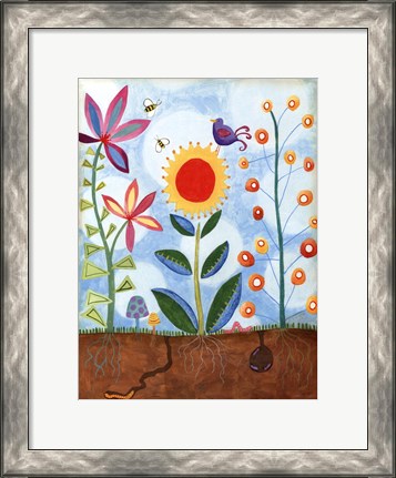 Framed Whimsical Flower Garden II Print