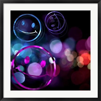 Framed Bounce Smiley Faces Print