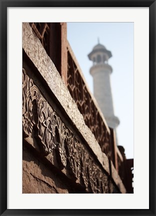 Framed Close up of Carving at the Taj Mahal, Agra, Uttar Pradesh, India Print