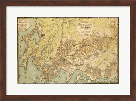 Framed Mapa da Cidade do Rio de Janeiro - 1929 Print
