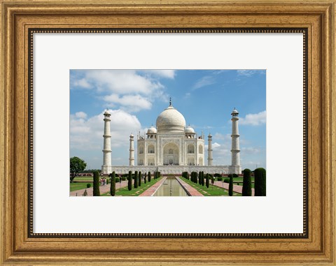 Framed Taj Mahal, Agra, India With Green Trees Print