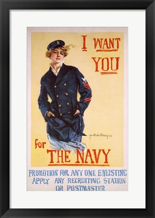 Framed I Want You for the Navy Print