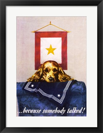 Framed Sad Puppy Propoganda Poster, 1944 Print