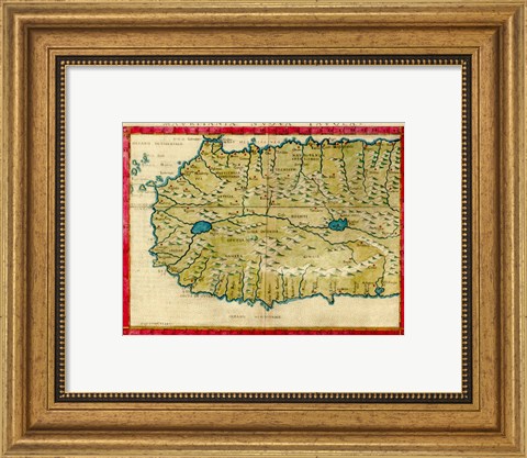 Framed 1561 Map of West Africa by Girolamo Ruscelli Print